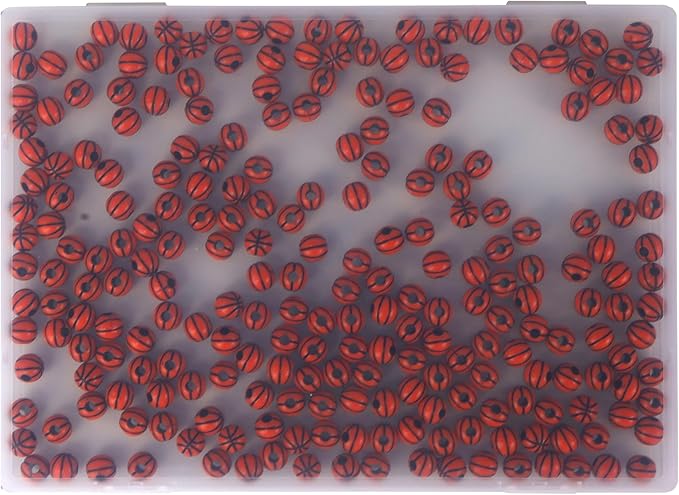 Iconikal 240-Count Acrylic Beads, 12mm Round Plastic Craft Beads for Bracelets, Necklaces, Keychains & Lanyards (Basketball)