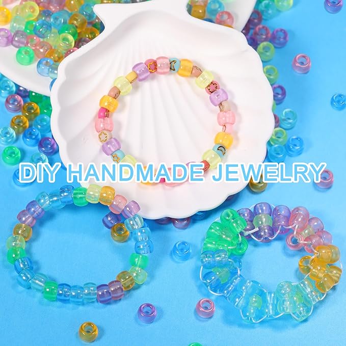 uv pony beads for bracelet 8000 pcs multi-colored plastic beads making bulk for hair braiding diy crafts kandi jewelry key chains and ornaments decorations,10 assorted colors,boxed