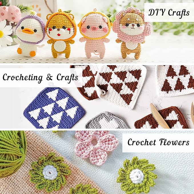 Inscraft Crochet Yarn Kit for Beginners Adults & Kids, Includes 1650 Yards 30 Colors Acrylic Skeins, Hooks, Purple Bag etc, Make Amigurumi & Crocheting Projects, Starter Set for Professionals
