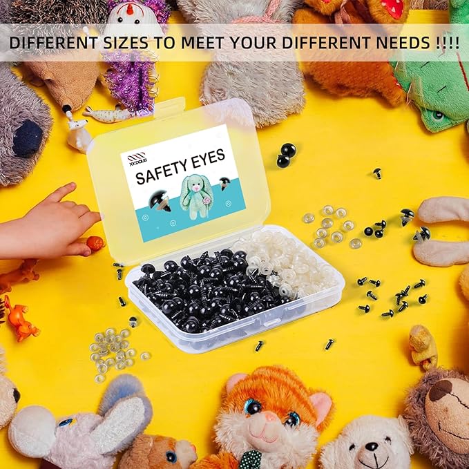XKDOUS 12mm Safety Eyes, 280pcs for Crocheting, Crochet Eyes for Amigurumi, Stuffed Animal Doll Eyes for DIY Crafts