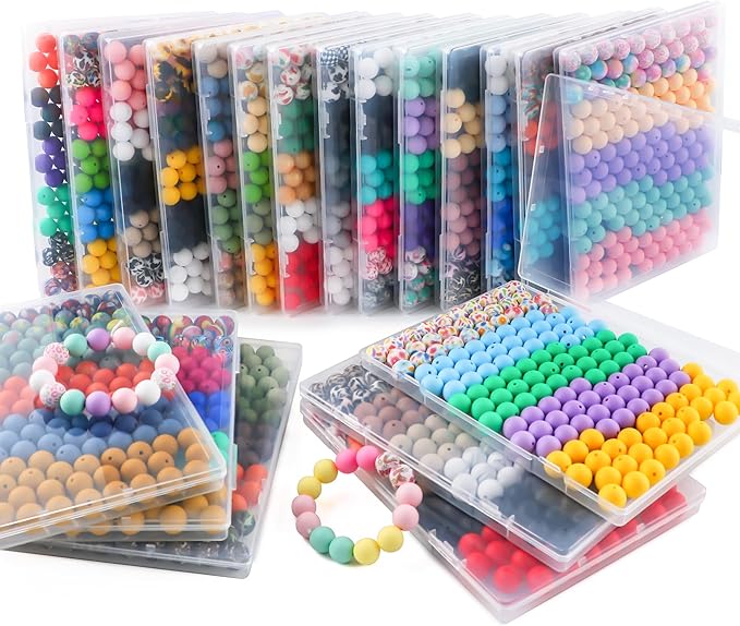 150Pcs Mixed Color 15mm Silicone Beads for Keychain Making, Pink Blue Leopard Print Silicone Beads for Pens and Bracelet Jewelry Making