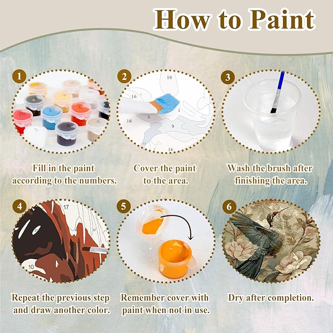 HMZephitiquc Hummingbird Paint by Number, Hummingbird Paint by Numbers Kit for Adults, Painting by Numbers for Adults, Acrylic Oil DIY Crafts for Gift Home Decor 16x20 in