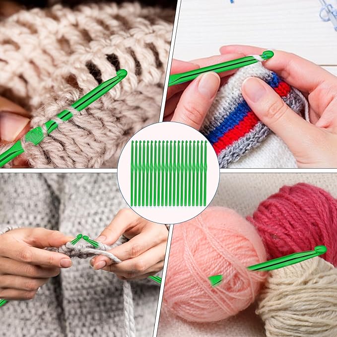 Crochet Hooks, 20 Pcs 4mm Crochet Hook US Size G (Size 6) Aluminum Knitting Needles Crochet Supplies for DIY Yarn Crafts Beginners (Green)