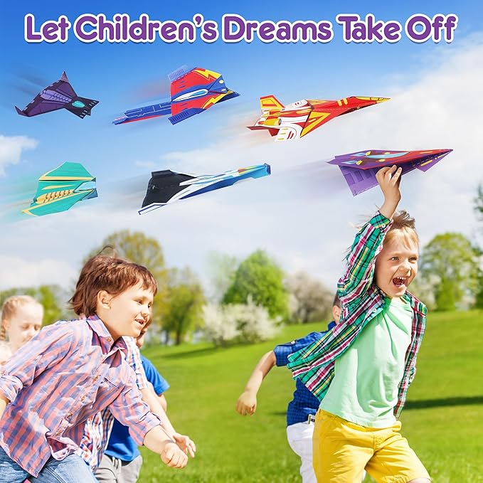 Mocoosy 320 Sheets Origami Kit for Kids Ages 5-8 9-12, Paper Airplane Kit, Folding Paper Set with Origami Book, Art & Craft for Boys Girls, Travel Game Airplane Car Road Trip Activity Toy Easter Gifts