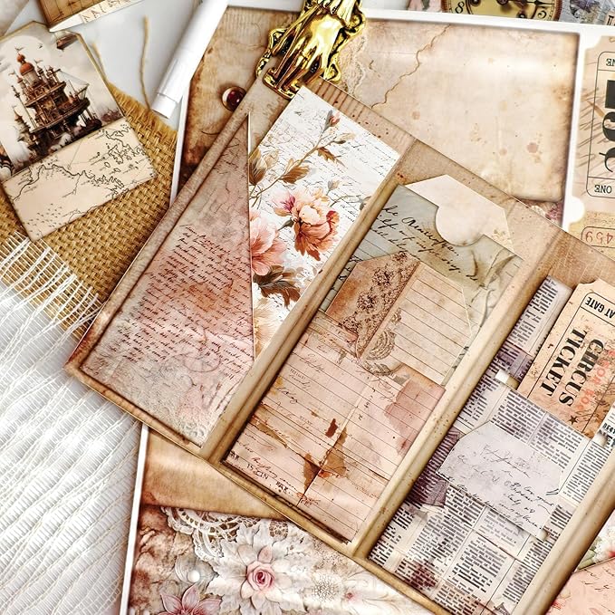 Junk Journal Supplies, Vintage Decorative Scrapbook Supplies for Junk Journal Card Making Picture Art Collage DIY