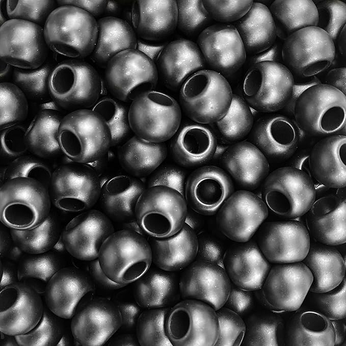 300 acrylic large hole beads for crafts 10mm x 12mm acrylic barrel beads with 5.7mm large hole, black tie matte assortment