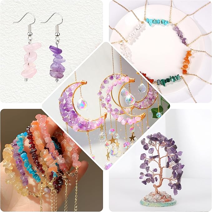 LAIDANLA Jewelry Making Supplies Kit for Adults 1612 Pcs Irregular Natural Stone Gemstone Chip Beads Jewelry Making Kits for Women 20 Colors Jewlery Kit for Craft DIY Bracelet Earring Ring Gifts