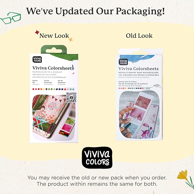 Viviva Watercolor Sheets, Spring 16 Colors - Travel Watercolor Paint Set for Adults Beginners, Artists, Hobbyists - Lightfast, Vibrant, Handmade & Portable Watercolor Kit with Mixing Palette