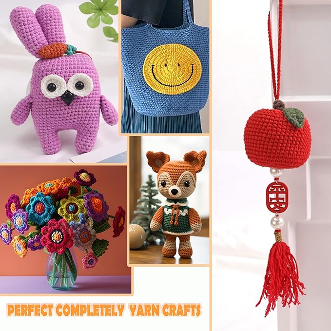 Yarn for Crocheting & Knitting, 100g Cotton Yarn for Beginners with Easy-to-See Stitches,100m (109yds) Worsted Soft Cotton-Nylon Blend Yarn, Blue.