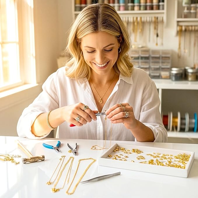 PP OPOUNT Gold Necklace Chains for Jewelry Making, 62.3 Feet 8 Rolls Chain for Jewelry Making DIY Necklace Bracelet Belt Earrings with Open Jump Rings & Lobster Clasps