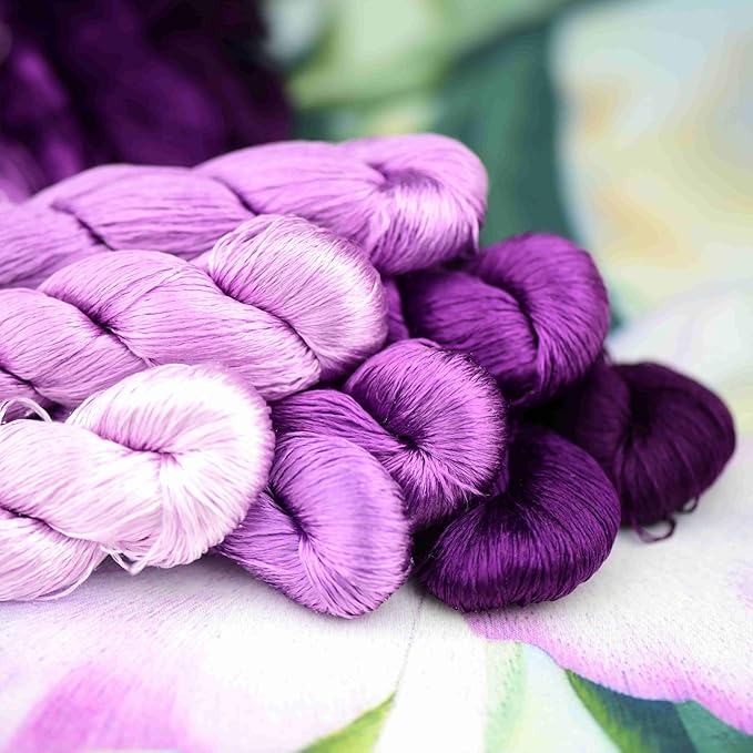 Natural 100% Silk Thread, Handmade Embroidery Thread Silk Floss 8 Colors 110m Each (28)