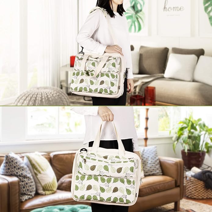 LAVIEVERT Knitting Tote Bag Yarn Storage Bag for Carrying Projects, Knitting Needles, Crochet Hooks and Other Accessories