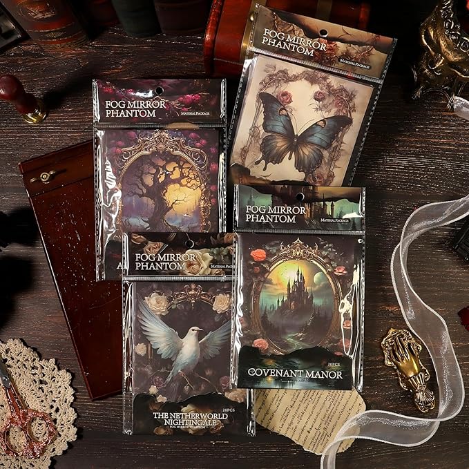 80 Sheets Gothic Scrapbook Paper for Scrapbook Kit, Vintage Ephemera for Junk Journals, Mirror Decoupage Paper for Journaling Supplies, Dark Academia Wall Decor Room for Home Decorations