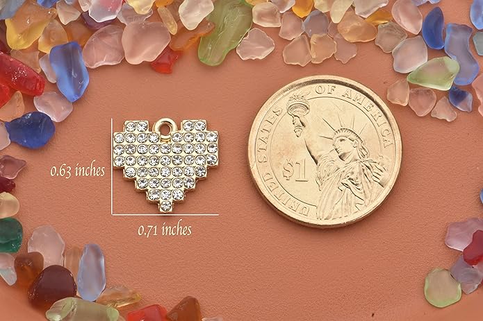 Pack of 20 Rhinestone Charms Gold Plated Pendants Pave Crystal Accessories for Necklace Bracelet Jewelry Making DIY Crafting