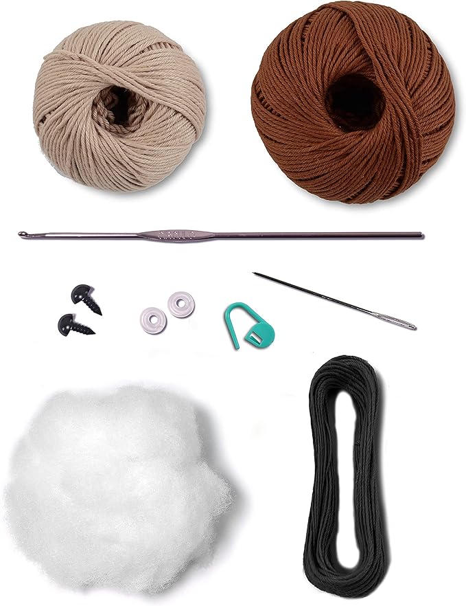CIRCULO Amigurumi Kit - Safari Animal Crochet Kit for Beginners with Easy Instructions - All-Inclusive - Set with Premium Amigurumi Yarn – Bear
