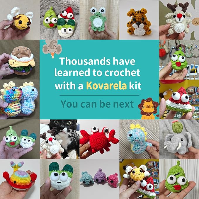 Kovarela Crochet Kit for Beginners Adults โ Easy All-in-One Starter Pack with Fun Video Tutorials, Extra Yarn & Tools โ DIY Amigurumi Craft Gift (Craft & Chill Edition)