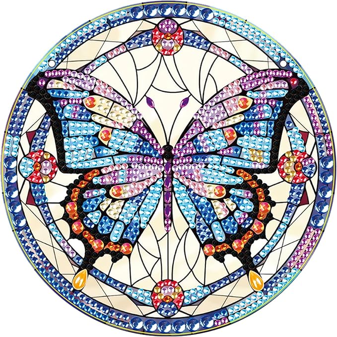 Tontut Diamond Painting Hanging Decoration Kits, Adult Beginner 5D Butterfly Diamond Art Painting, DIY Special Shape Diamond Craft Wall Garden Decoration, Gifts