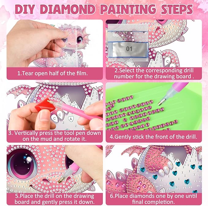 DOMROM Dinosaur Diamond Art Hanging Kits for Adults, Easter Special Shaped Crystal Diamond Painting Dinosaur Pendant, DIY Diamond Art Suncatchers Animal for Home Garden Wall Decor Gift