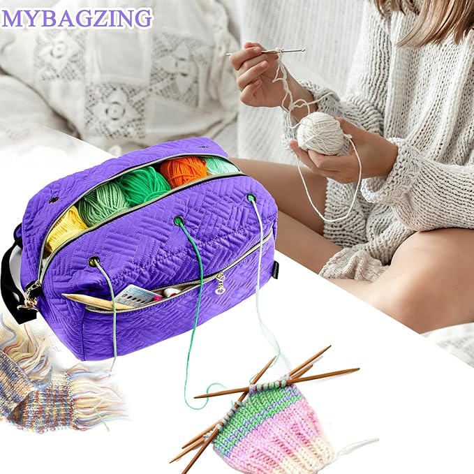 Crochet Bag Organizer - Knitting Bag - Yarn Storage Organizer - Yarn Bag for Crocheting - Yarn Holder for Crochet Accessories, Crocheting & Knitting Gifts