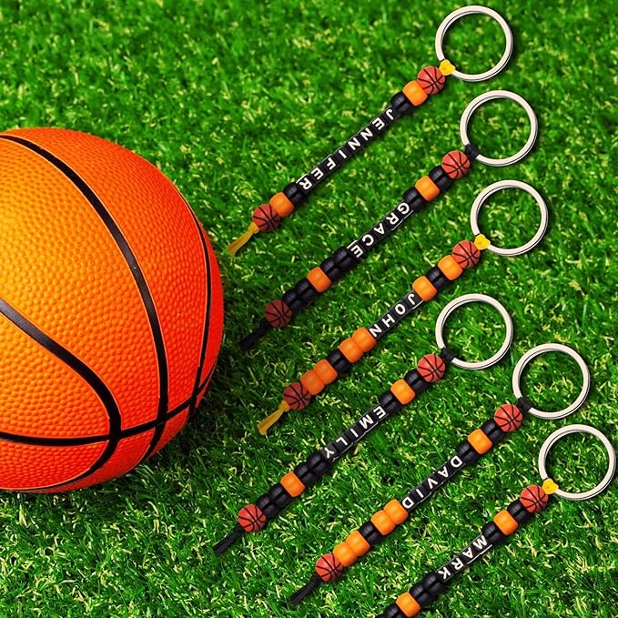 Landical 564 Pcs Basketball Keychain Making Kit DIY Basketball Bead Key Chain Set Craft Adjustable Sport Letter Bead Sport Theme Party Favor Gift Accessory Holiday Decoration for Adult(Vintage Color)