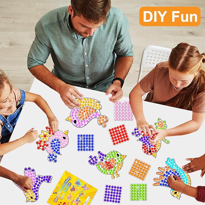 Qyeahkj 6 Pcs Spring Bird Arts Crafts DIY Summer Gem Diamond Suncatcher Crafts for Kids Spring Diamond Painting Gifts Exchange for Kids Aged 4 6 8 10 12 for Home School Party Decor