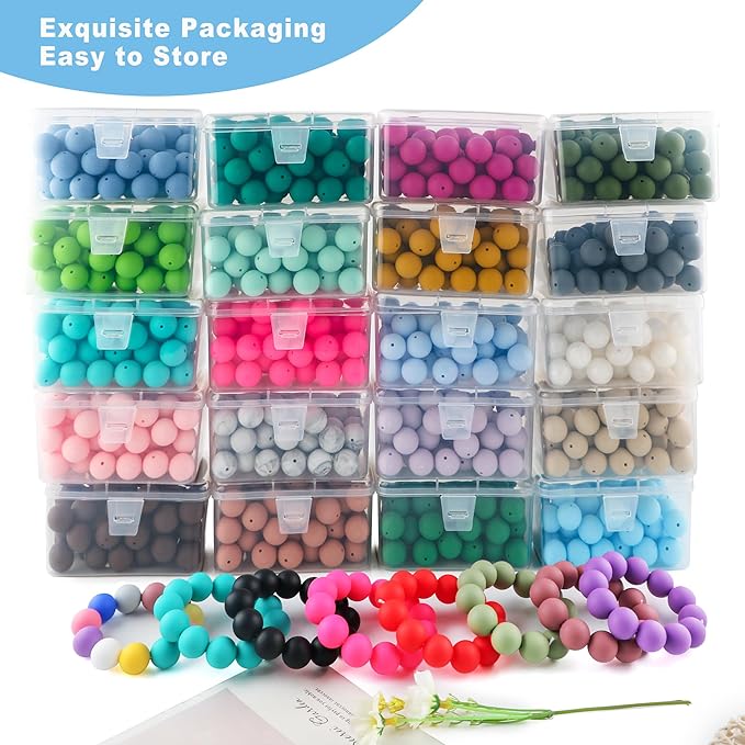 65Pcs 19mm Silicone Beads for Keychain Making Bracelet Necklace, Bulk Round Silicone Beads for Pens(Pastel Blue)