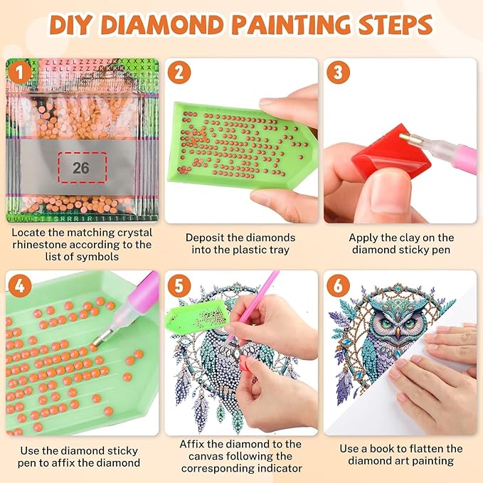 Masendp Owl Diamond Painting Hanging Decoration Kit, DIY Special-Shaped Rhinestone Window Hanging Kit, Suitable for Home and Garden Wall Decoration Gifts