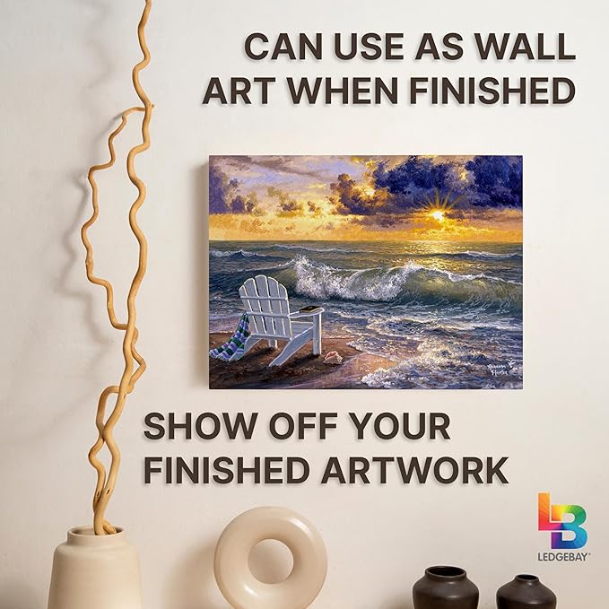 Ledgebay DIY Paint by Numbers Kit for Adults Framed Canvas: Beginner to Advanced Paint by Numbers Kit, Kits Include Acrylic Paint Set Brushes Tabletop Easel (Be Still 12" x 16" Framed)