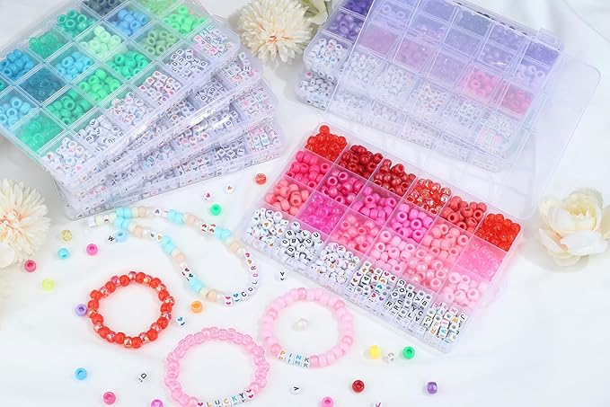 XIANNVXI 24Colours Pink Pony Beads for Bracelet Friendship 720pcs Letter Kandi Pink Pony Beaded for Jewelry Crafts Bracelet Making 14 Years of Age and Older