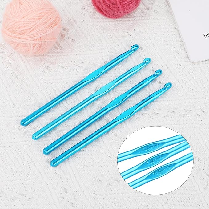 7mm Crochet Hook 12 PCS Large Crochet Hooks Aluminum Bulk Knitting Needle for DIY Craft Yarn Weave Beginners Women Adults
