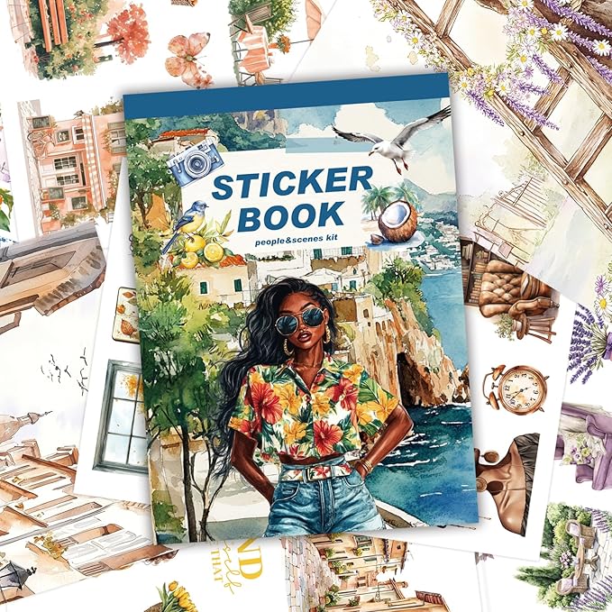 326Pcs Black Girl Themed Planner Stickers Book, People Stickers for Junk Journal Kit, 40 Sheet Scrapbook Supplies with Washi Tape for Planners, Bullet Journal ,Mixed Media Art