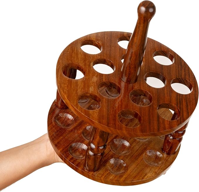 Brainmart Wooden Crochet Hooks Holder, 12 Holes Storage Organizer for Crochet Tools, Crochet Hooks Holder, Rosewood Knitting Needle Storage for Crocheters