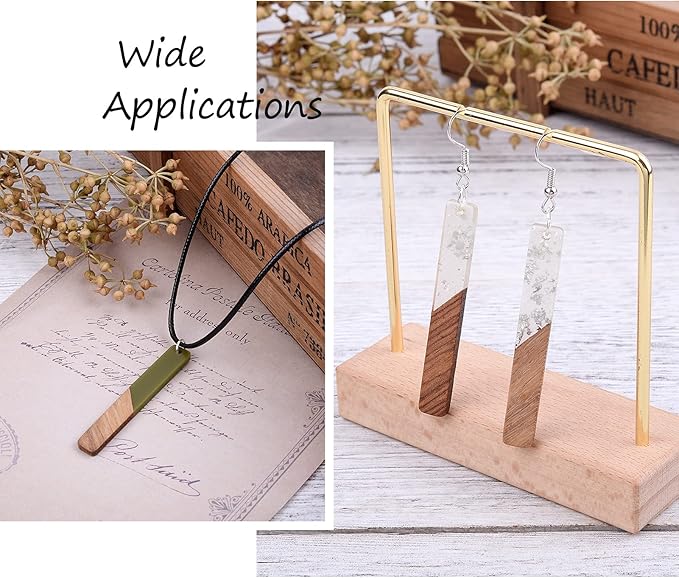 Beadthoven 18pcs/9 Pairs Natural Wood Resin Rectangle Bar Charms Bohemian DIY Earrings Pendants Mixed Colors Vertical Bar Wooden Pieces Pendants for Statement Jewelry Making Findings