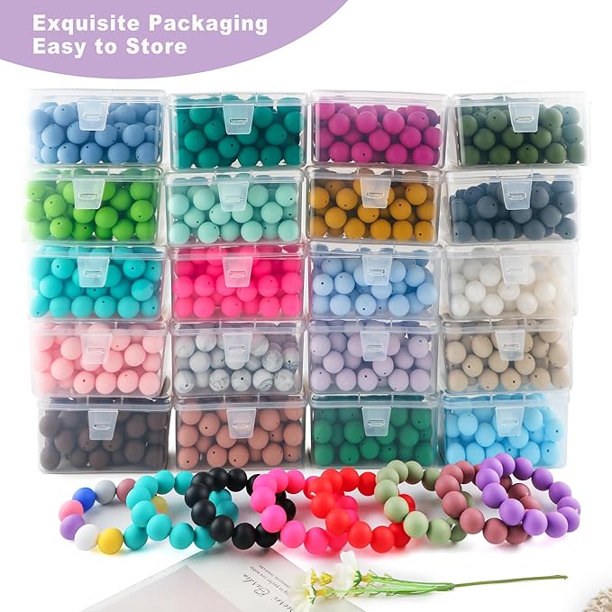65Pcs 19mm Silicone Beads for Keychain Making Bracelet Necklace, Bulk Round Silicone Beads for Pens(Light Purple)