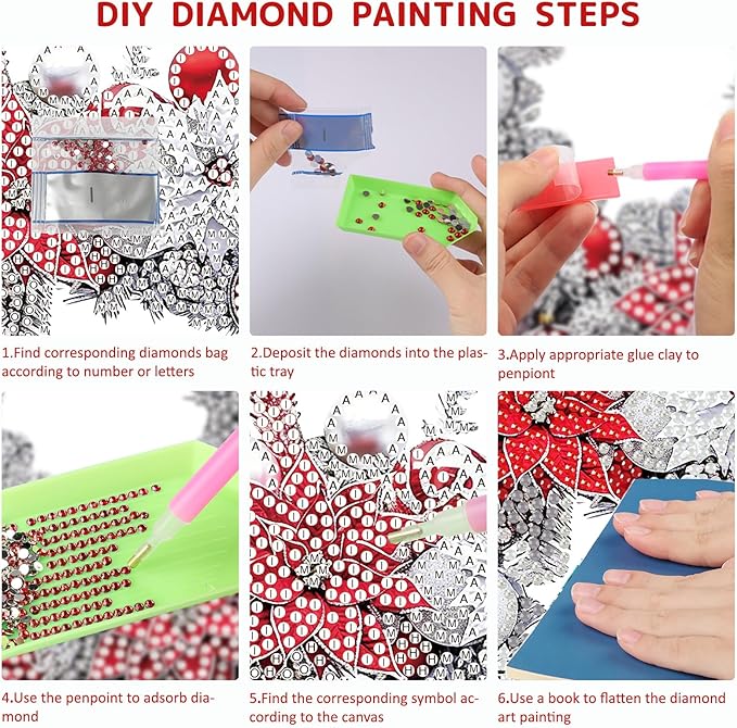 SENQAO Christmas Diamond Art Hanging Kits for Adults Kids, Christmas Wreath Diamond Art Suncatchers, 5D Special Shape Diamond Painting Pendant Window Ornament Gifts for Home Door Wall Decor