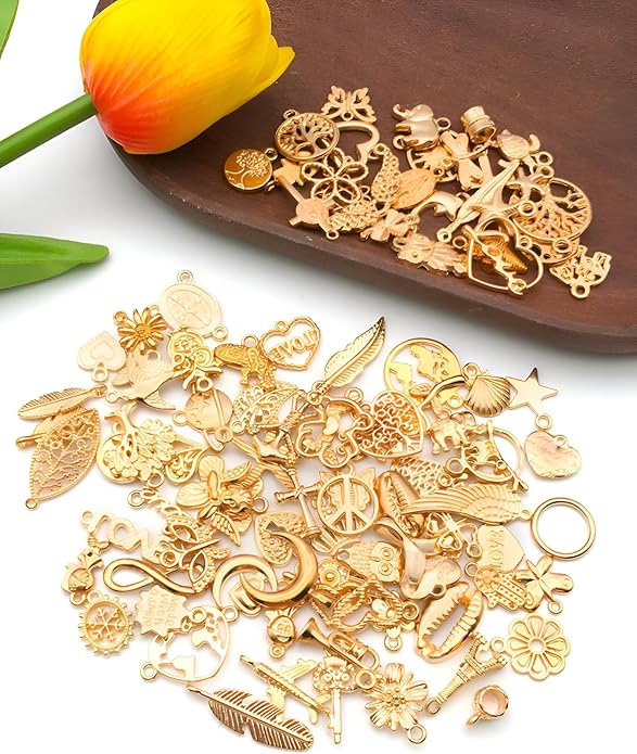 100 Pieces Jewelry Making Charms Pendants for Bracelet Bulk lot Necklace Earrings Keychain Charms Beads DIY Kit Trendy Craft
