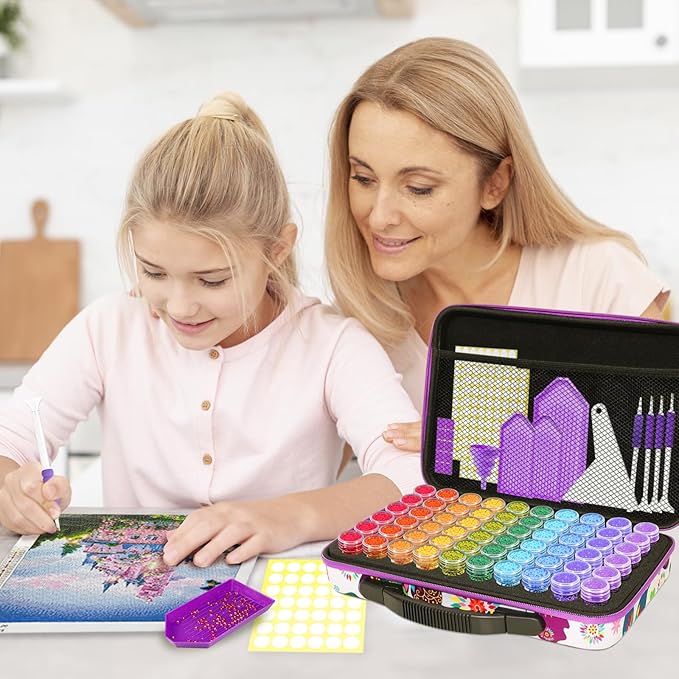 ZORETCO Diamond Painting Storage Box, 60 Slots Bead Storage Containers with Tools Kit for Diamond Art Accessories Beads Organizer Craft Jewelry