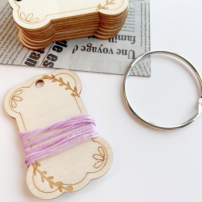 Floral Pattern Thread Keeper Bobbins, Embroidery Floss Drops, 2 x 3 inches, 30 Pack with Ring