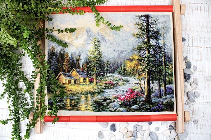 needlepoint embroidery frame with clips, cross stitch frame, tapestry frame, stitching frame (13.8' x 18.9')