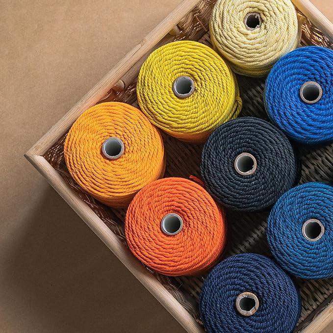 Nook Theory Macrame Cord - 4mm 109 Yards Cotton Rope, 3mm 5mm Yarn, String for Crafts, Perfect for Macrame Wall Hanging and Boho Decorations (Mustard)