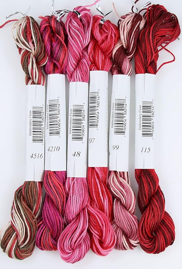 KCS Big skeins of 25 Meters Size 25 Color Variegated Cross Stitch Stranded Threads,6 skeins,23
