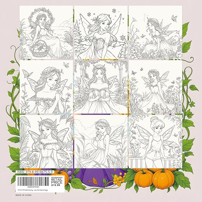 Fairy Coloring Book for Adults Relaxation – Featuring Fairies of Seasons and Magical Scenes Through the Four Seasons, Spiral Bound Adult Coloring Book for Stress Relief & Mindfulness Gift for Women