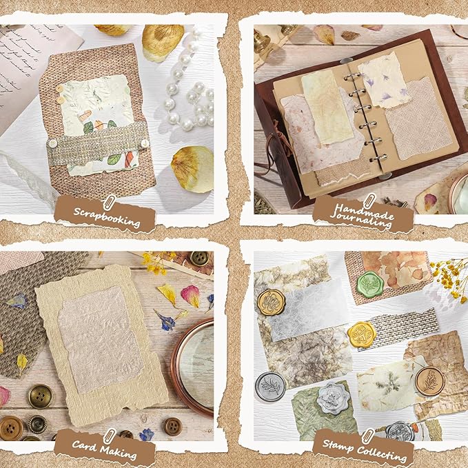 112 Pcs Textured Vintage Scrapbook Paper, 4 Themes Scrapbook Journaling Supplies, Embossed Designs Scrapbooking Kit Decorative Paper for Junk Journals, Card Making, Collage Art, Retro Crafts