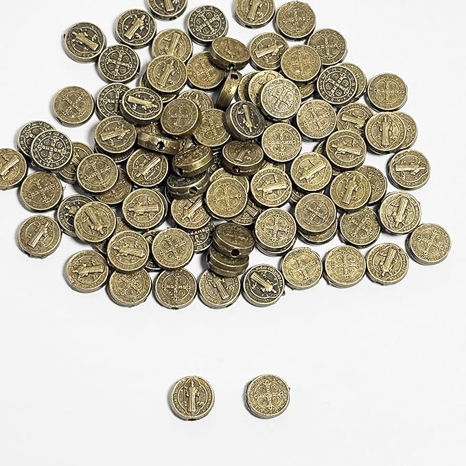 100pcs 6mm Silver Jesus Cross Beads, Engraved Catholic Religious Bead Accessories for DIY Rosary, Bracelet & Necklace Making, Zinc Alloy Small Cross Beads, Craft Jewelry Supplies