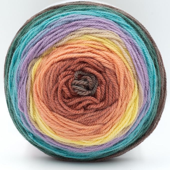 Lion Brand Yarn, Mandala DK Lightweight Yarn for Knitting, Crochet, and Crafts, Doxy, 1 Pack, Self-Striping Acrylic Fiber for Baby Blankets, Multicolor Shawls and Variegated Cardigans
