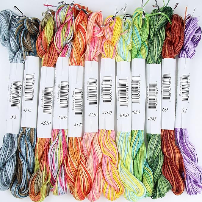 KCS Big skeins of 25 Meters Size 25 Color Variegated Cross Stitch Stranded Threads,12 skeins,14