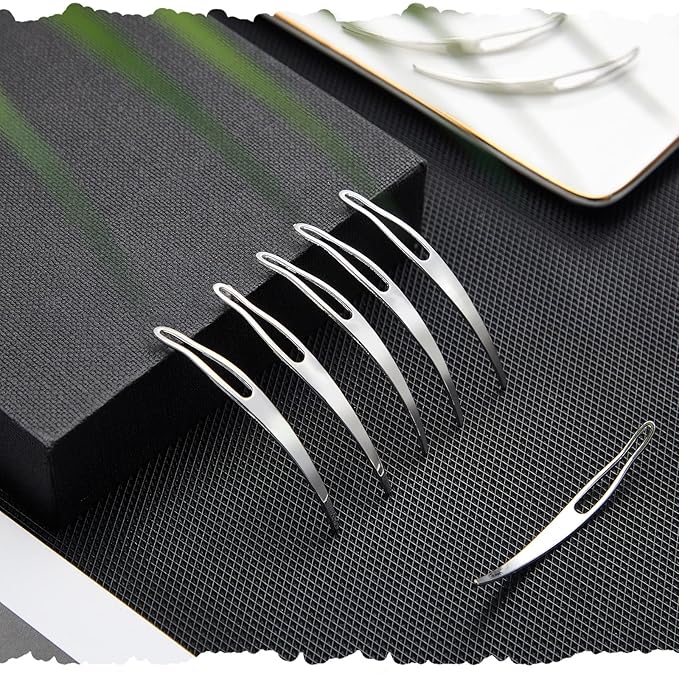 WILLBOND 12 Pieces Interlocking Crochet Needle Kit for Maintaining Locs and Dreadlocks (Silver)