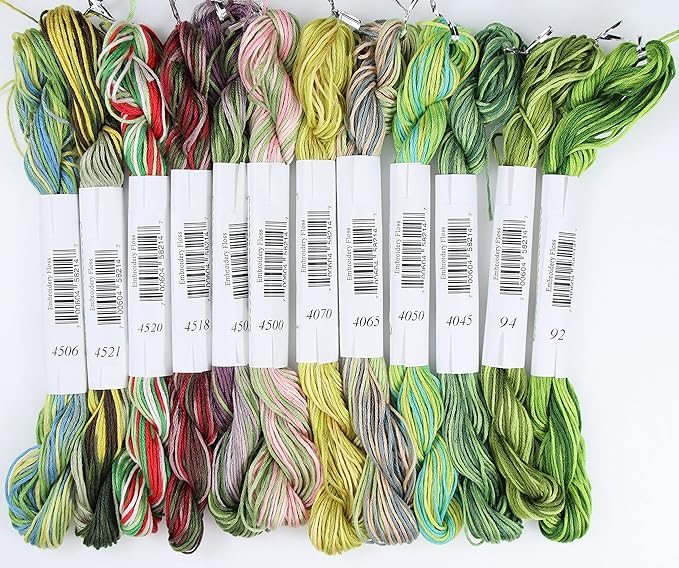 KCS Big skeins of 25 Meters Size 25 Color Variegated Cross Stitch Stranded Threads,12 skeins,06