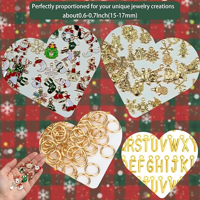 407 Pcs Jewelry Making Charms Kit with Jump Rings – Bulk Enamel, KC Gold & Letter Charms for DIY Necklace, Bracelet & Earring Craft Supplies