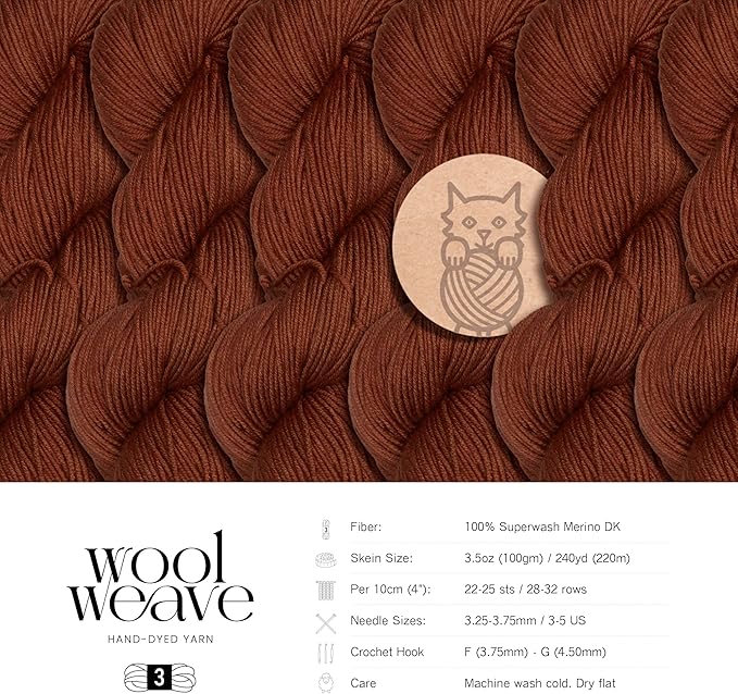 Superwash Merino Wool Yarn for Knitting & Crocheting - Hand Dyed, Luxurious & Soft Dk Weight, 100gr, 240 Yards - Brown Yarn